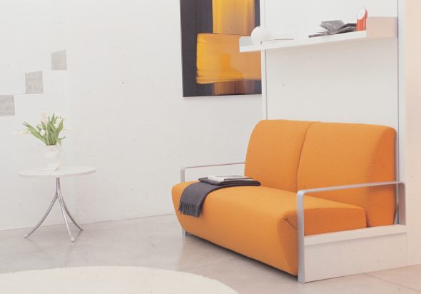 canapé-lit transformateur couleur orange