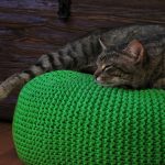 pouf tricoté avec un chat