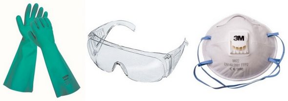 respirateur de gants de lunettes