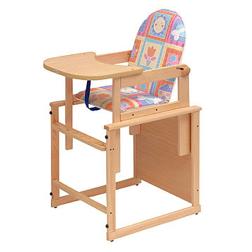 Chaise haute bébé en bois