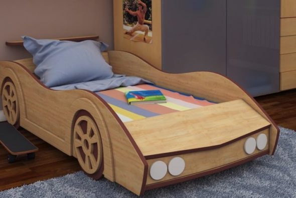 lit de voiture en bois