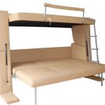 Canapé transformable dans un lit superposé avec 3 couchettes