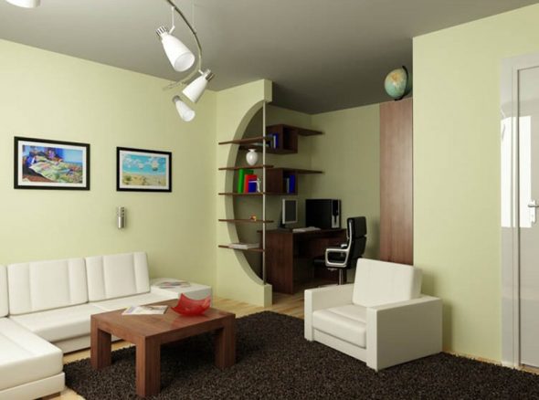 Exemple de sélection compétente de la zone de travail dans un appartement d'une pièce