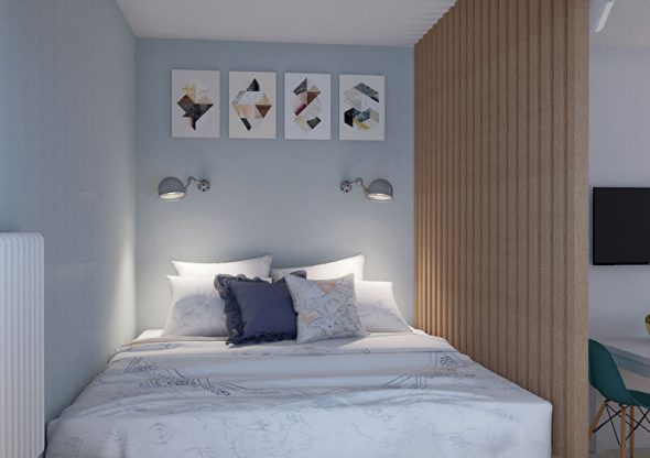 Conception d'une petite chambre dans le style du minimalisme
