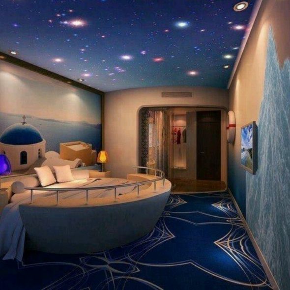Chambre de rêve avec ciel étoilé