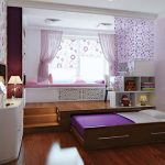 Chambre pour fille aux couleurs pourpres avec un lit gigogne