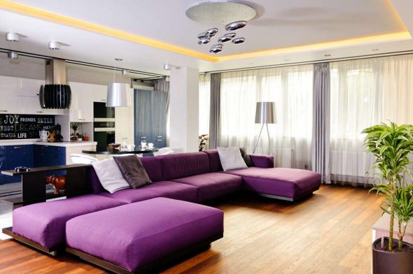 Grand canapé violet