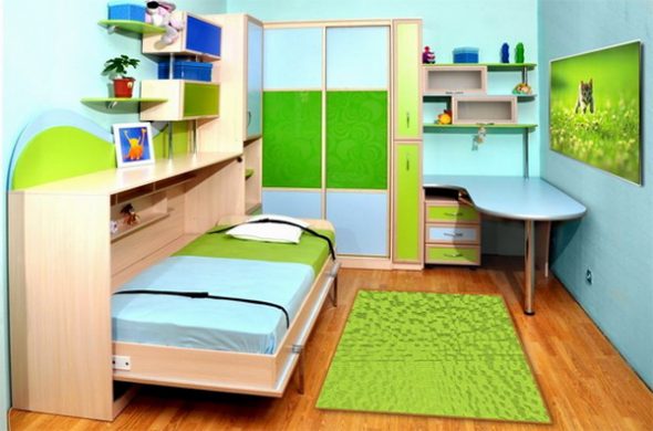 Conception d'une chambre d'enfants lumineuse avec un lit pliant