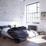 Une bonne option pour faire une chambre dans le style d'un loft en noir et blanc.