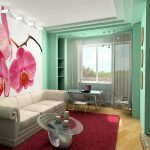 Chambre délicate avec des orchidées avec un canapé lumière douce