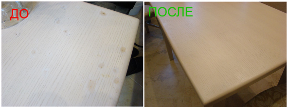 Restauration partielle de la table en chêne blanc