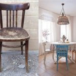 Ancienne chaise viennoise avant et après restauration