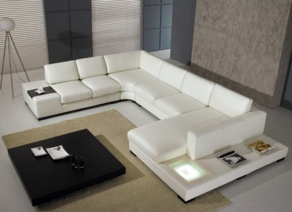 Magnifique canapé blanc avec table