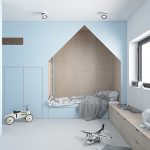 Chambre d'enfants pour un garçon dans le style du minimalisme