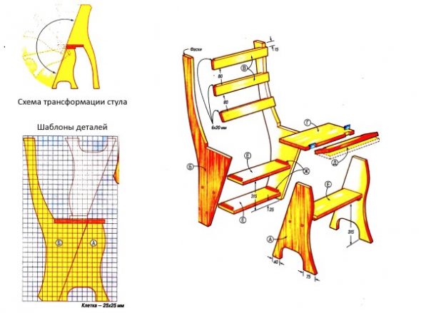 Schéma du fauteuil transformateur