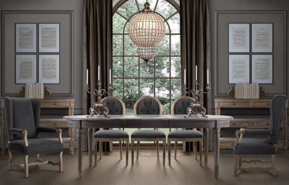 Table ovale pliante pour salon de style classique