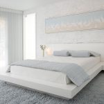 Chambre à coucher de couleur blanche dans le style du minimalisme