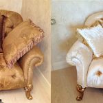Grande chaise élégante avant et après le rembourrage à la maison