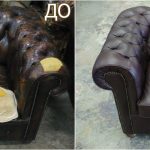 Chaise noire avant et après la taille