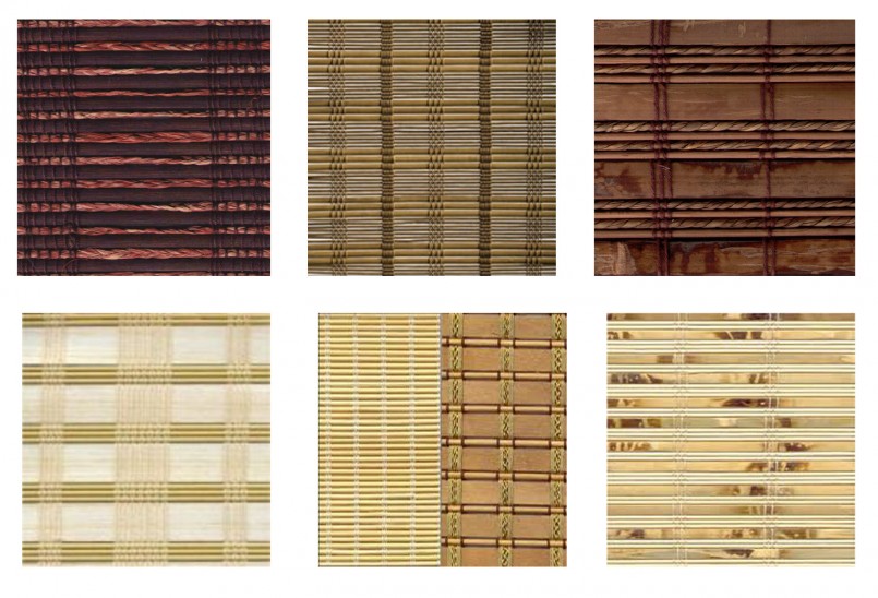 Variante de photos sur des rideaux de bambou