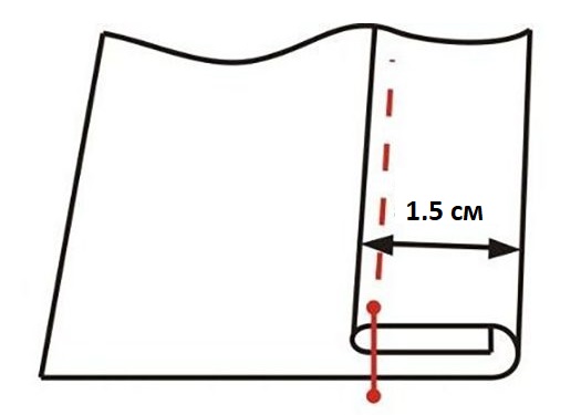 Le schéma de la création d'une couture latérale sur un rideau de tulle