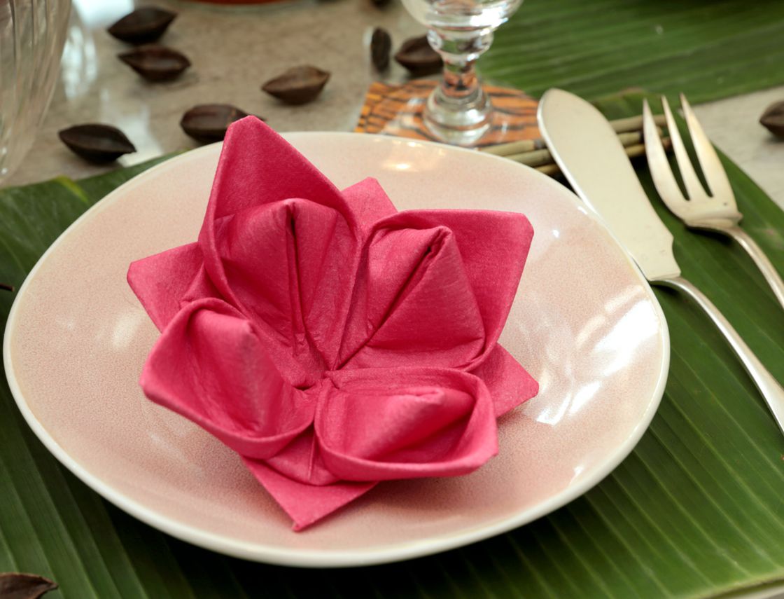 décoration de table avec des serviettes en origami