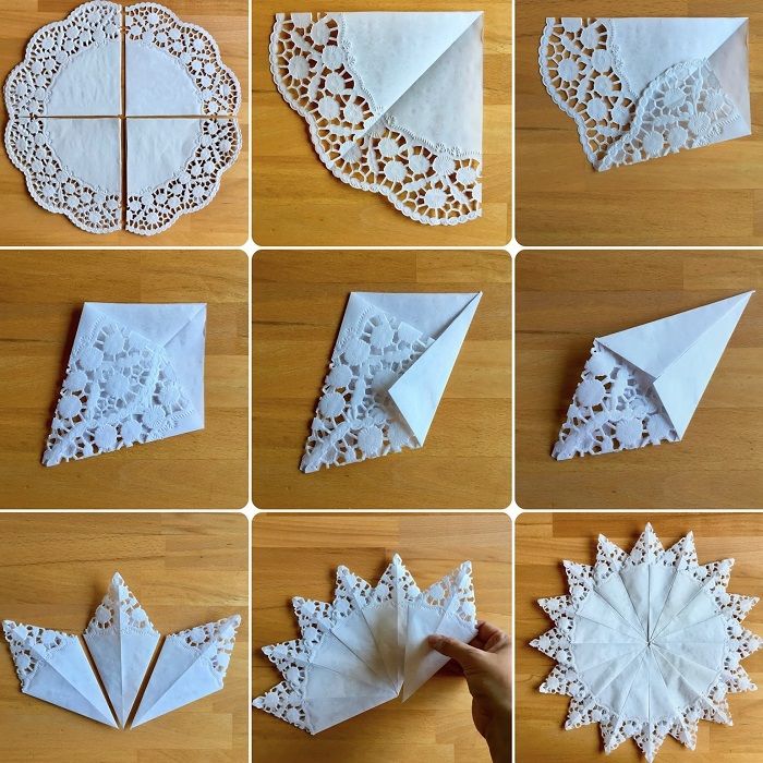 serviette flocon de neige origami