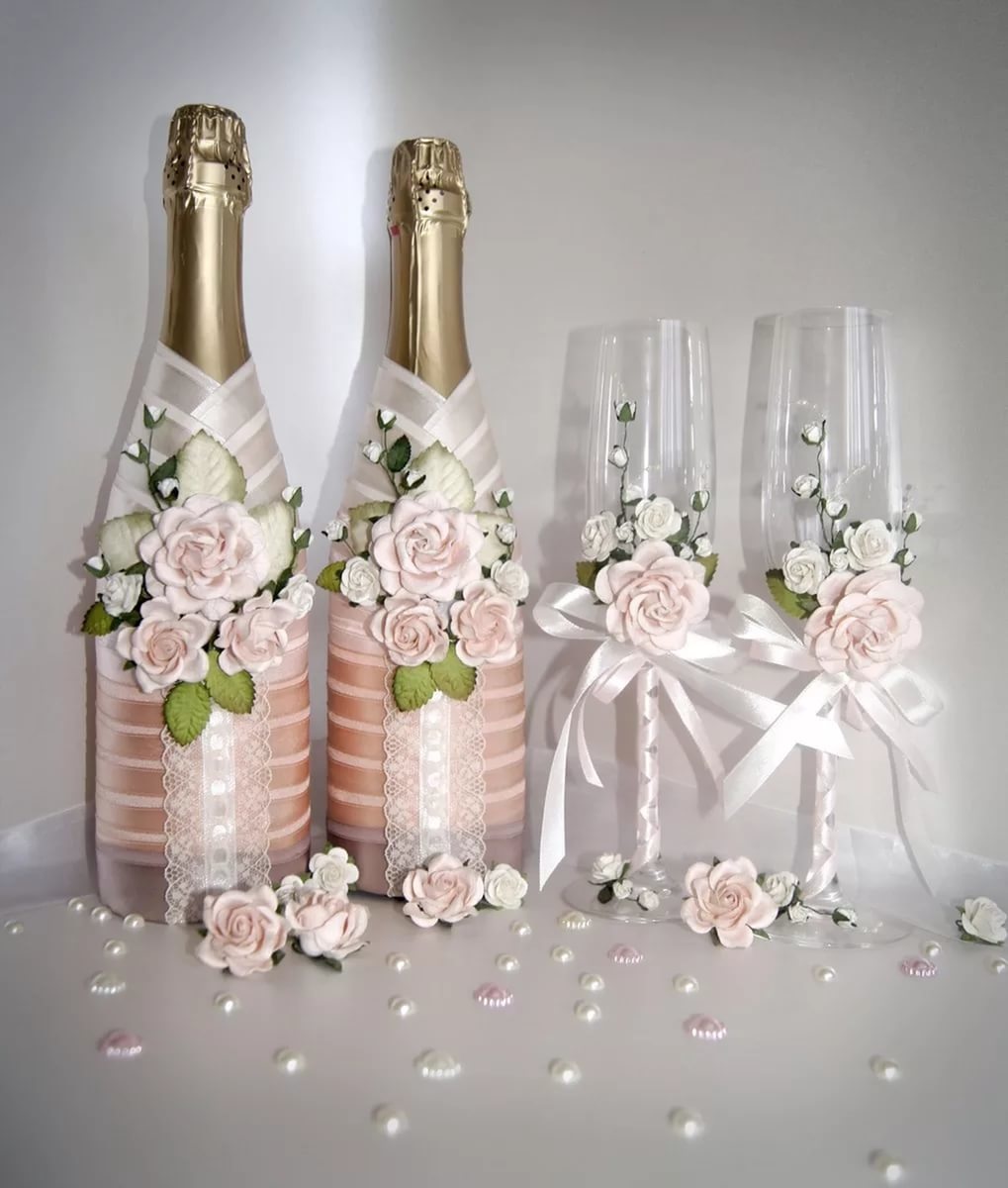 décoration de bouteilles de champagne pour photo de décor de mariage